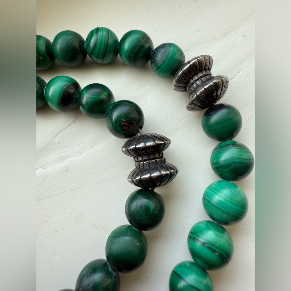 Jay King Malachite Necklace and Matching Bracelet with Sterling Clasp